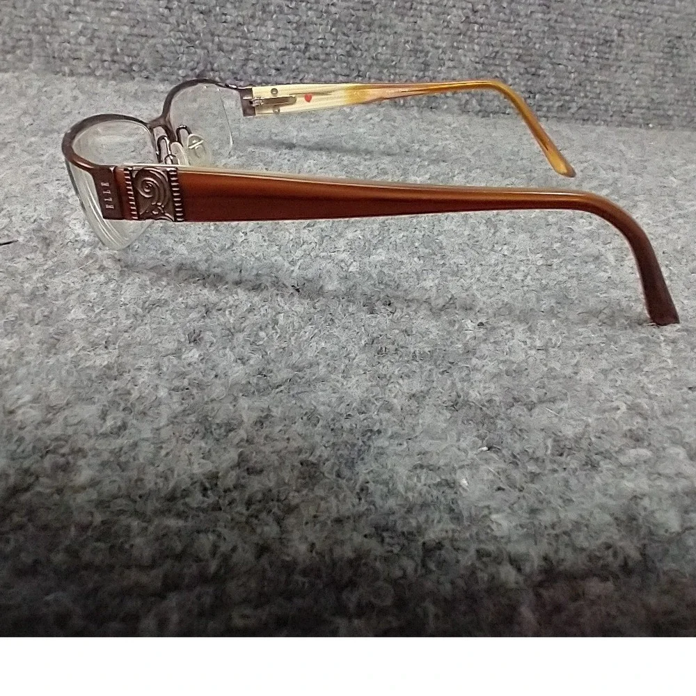 Elle EL13304 Brown Semi-Rimless Eyeglass Frames Women 50-18-135 Tortoise Temple‎
